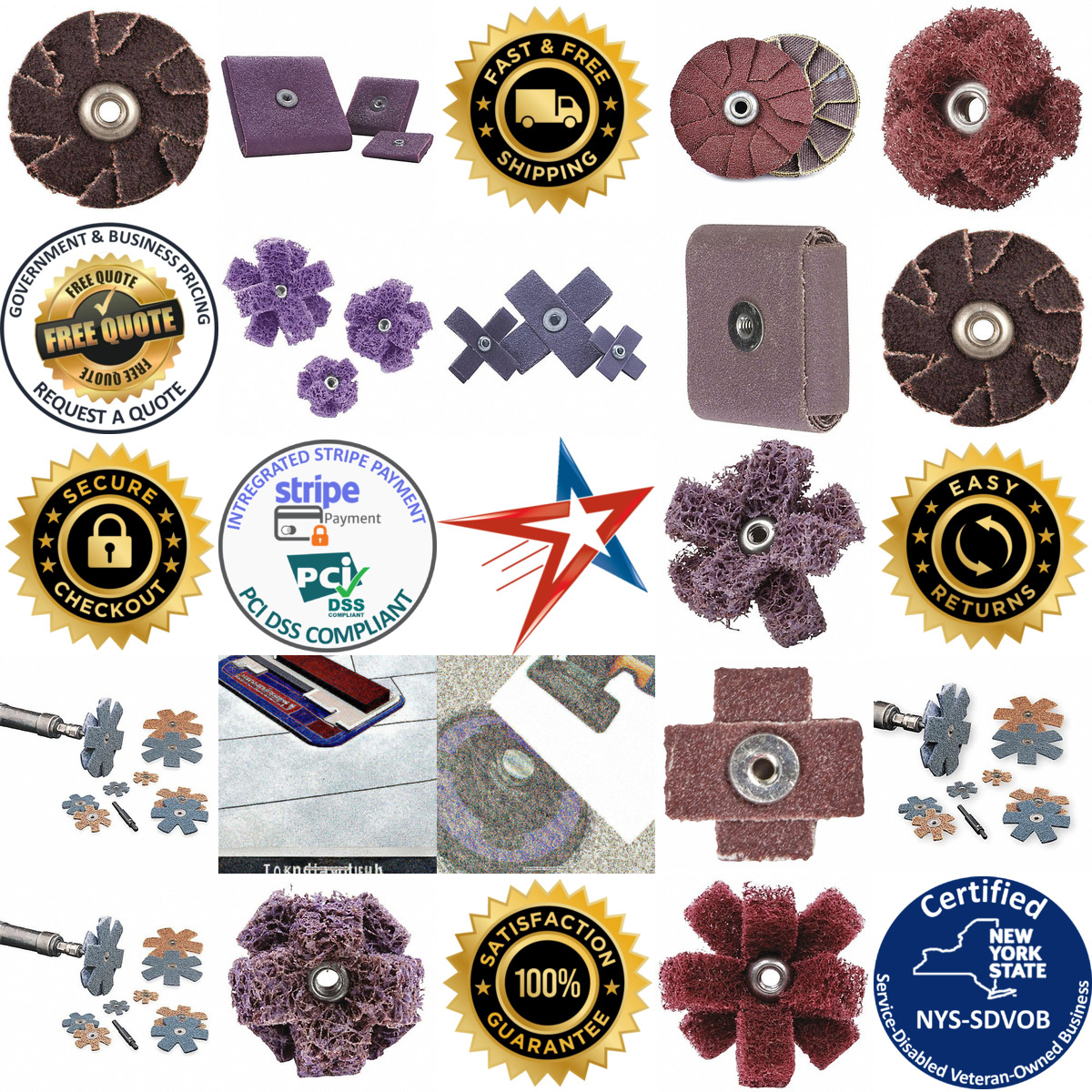 A selection of Abrasive Stars Overlap Slotted Discs Square and  products on GoVets