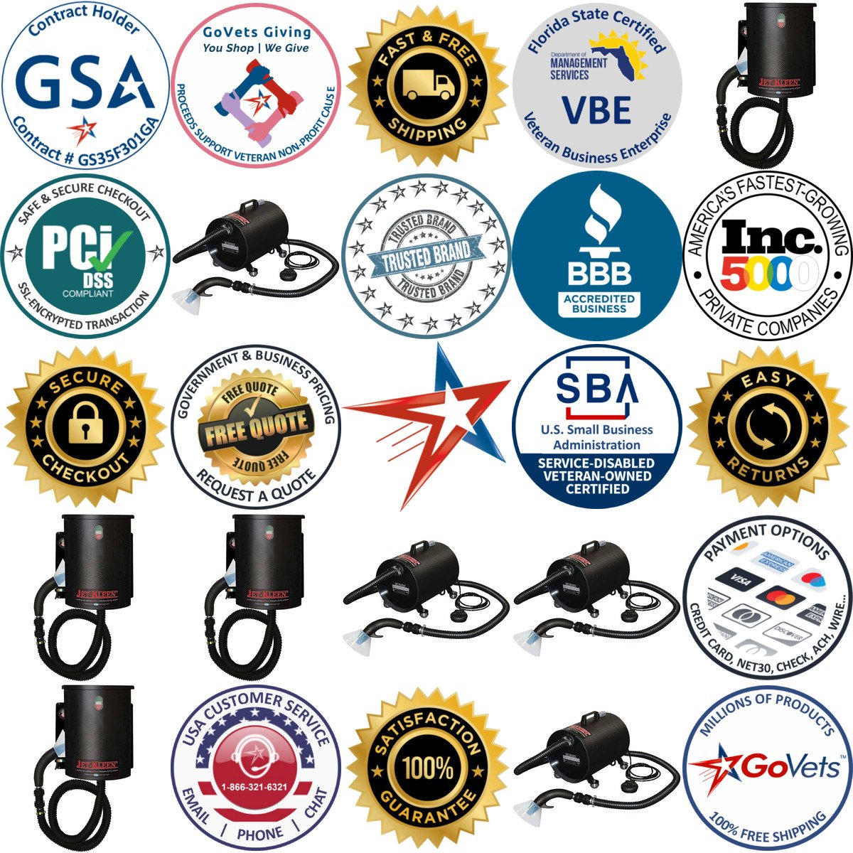 A selection of Jet Kleen products on GoVets