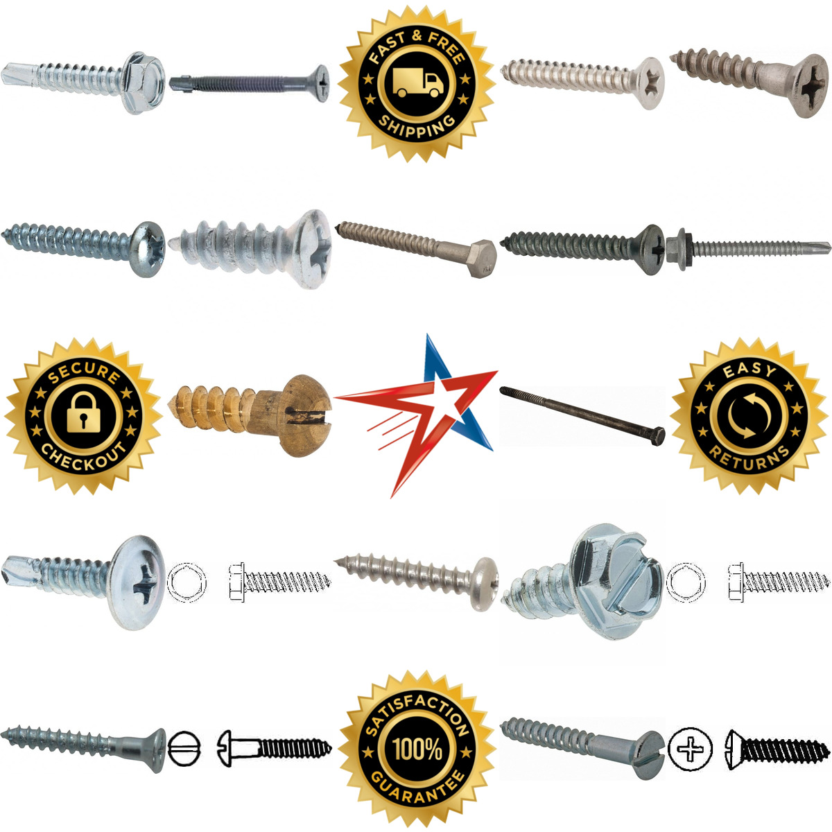 A selection of Self Tapping Wood and Sheet Metal Screws products on GoVets