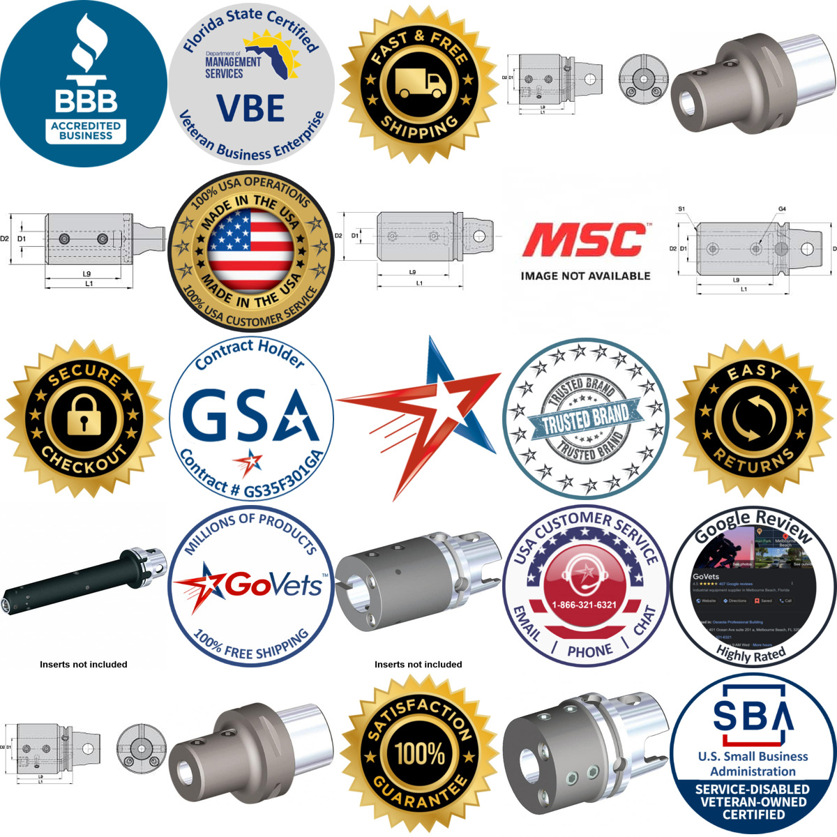 A selection of Kennametal products on GoVets