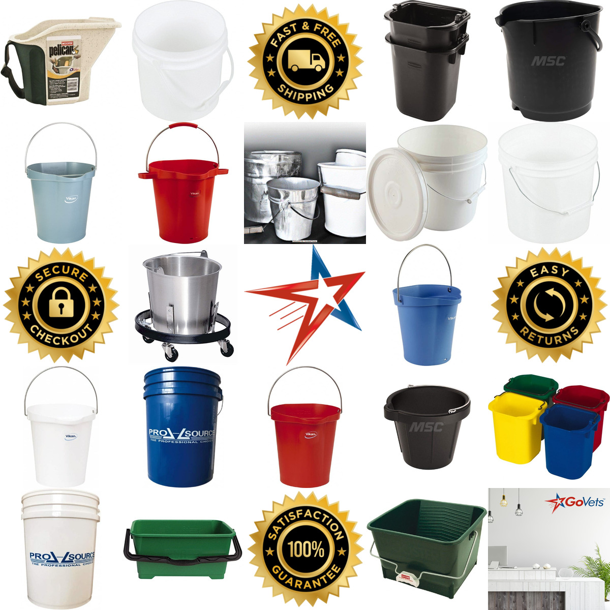 A selection of Buckets and Pails products on GoVets