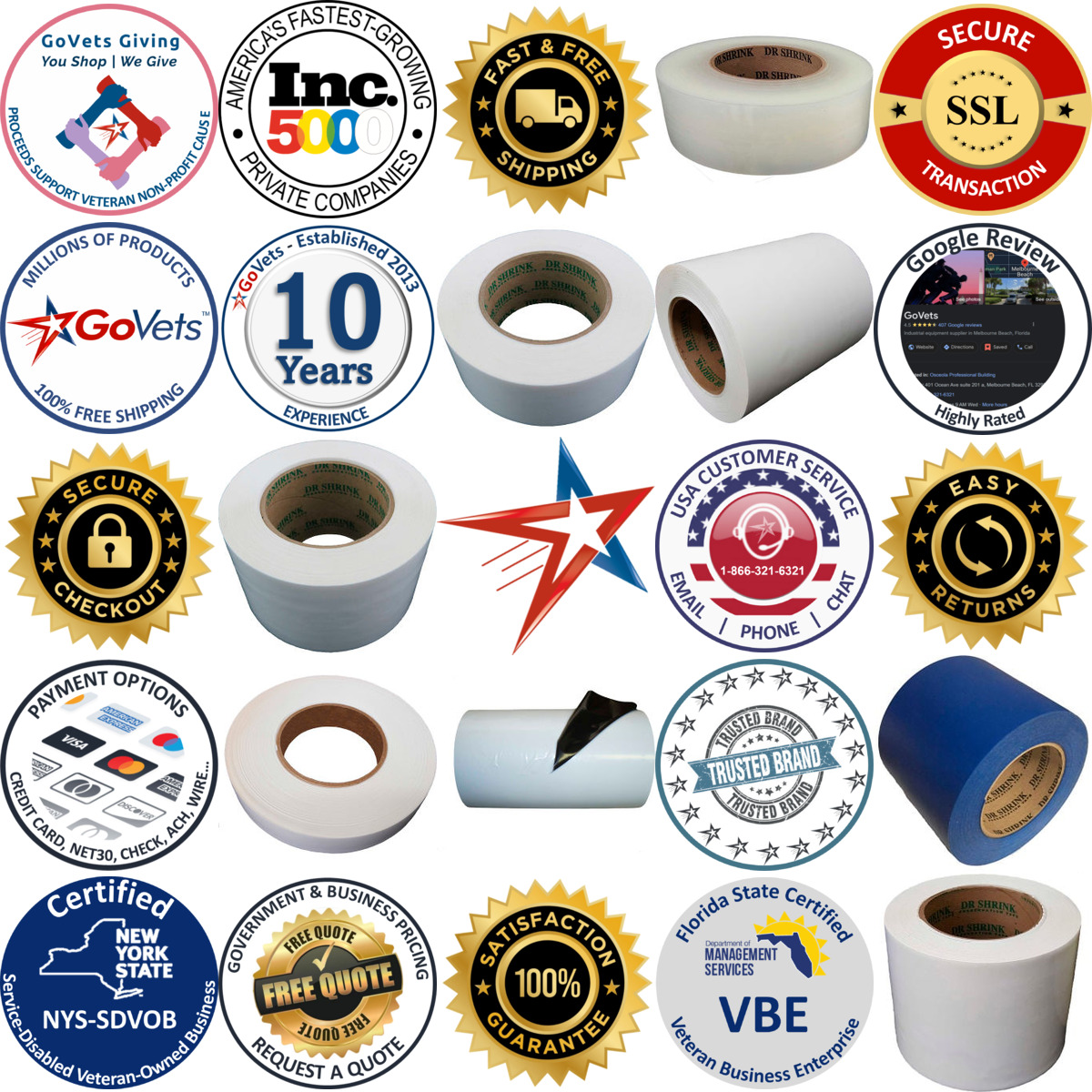 A selection of Light Tack and Preservation Tape products on GoVets