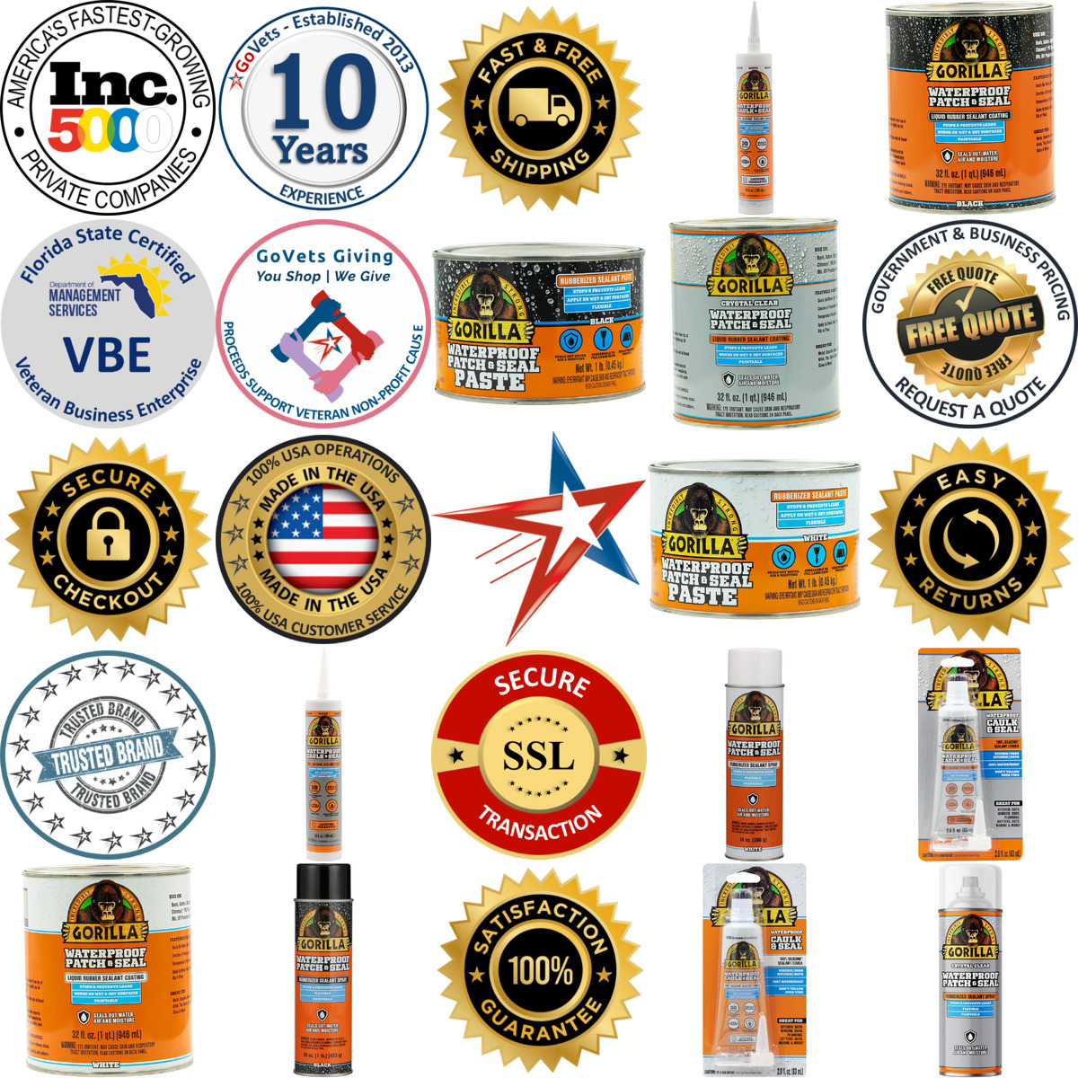 A selection of Gorilla Glue products on GoVets