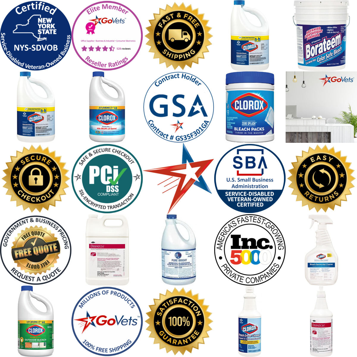 A selection of Bleach products on GoVets