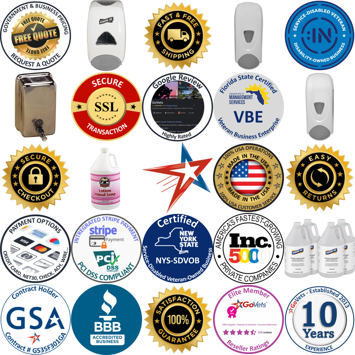 A selection of Genuine Joe products on GoVets