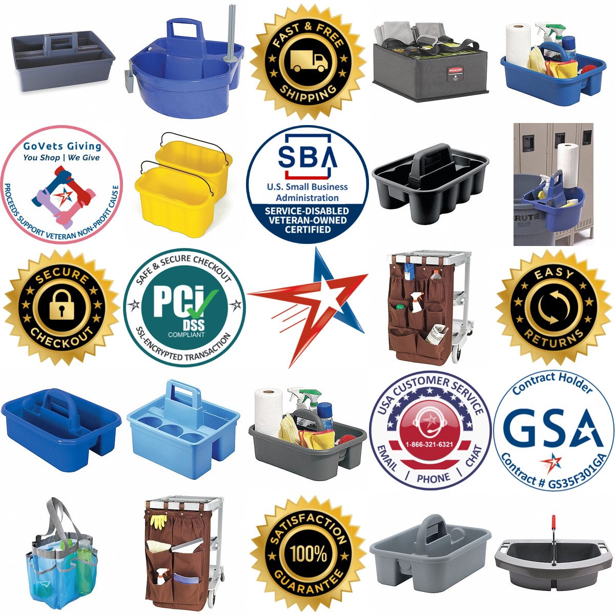 A selection of Janitorial Caddies products on GoVets