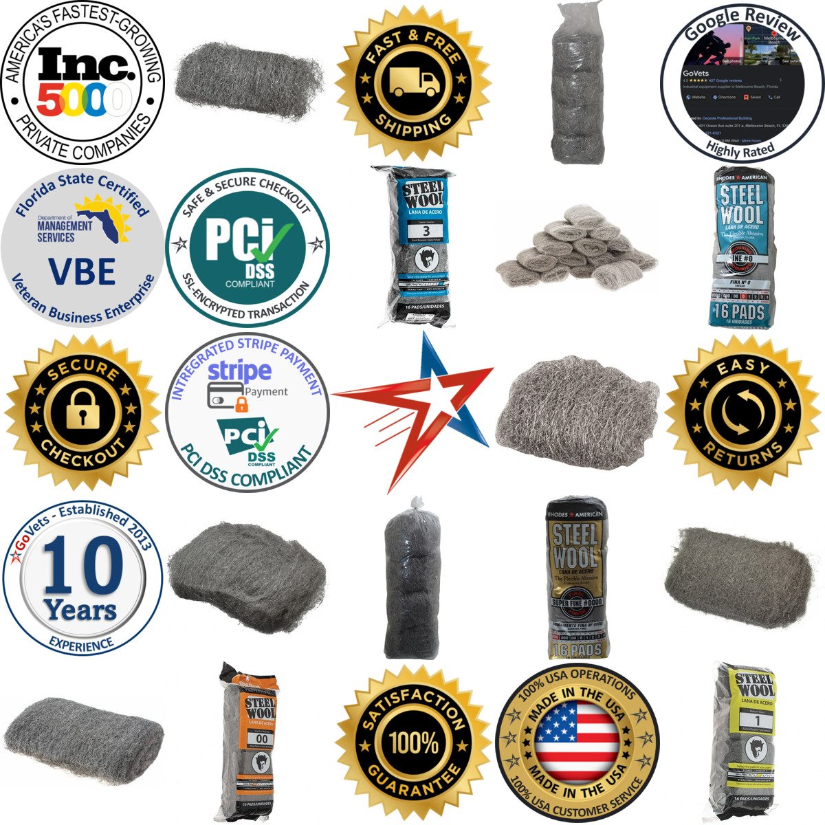 A selection of Steel Wool products on GoVets