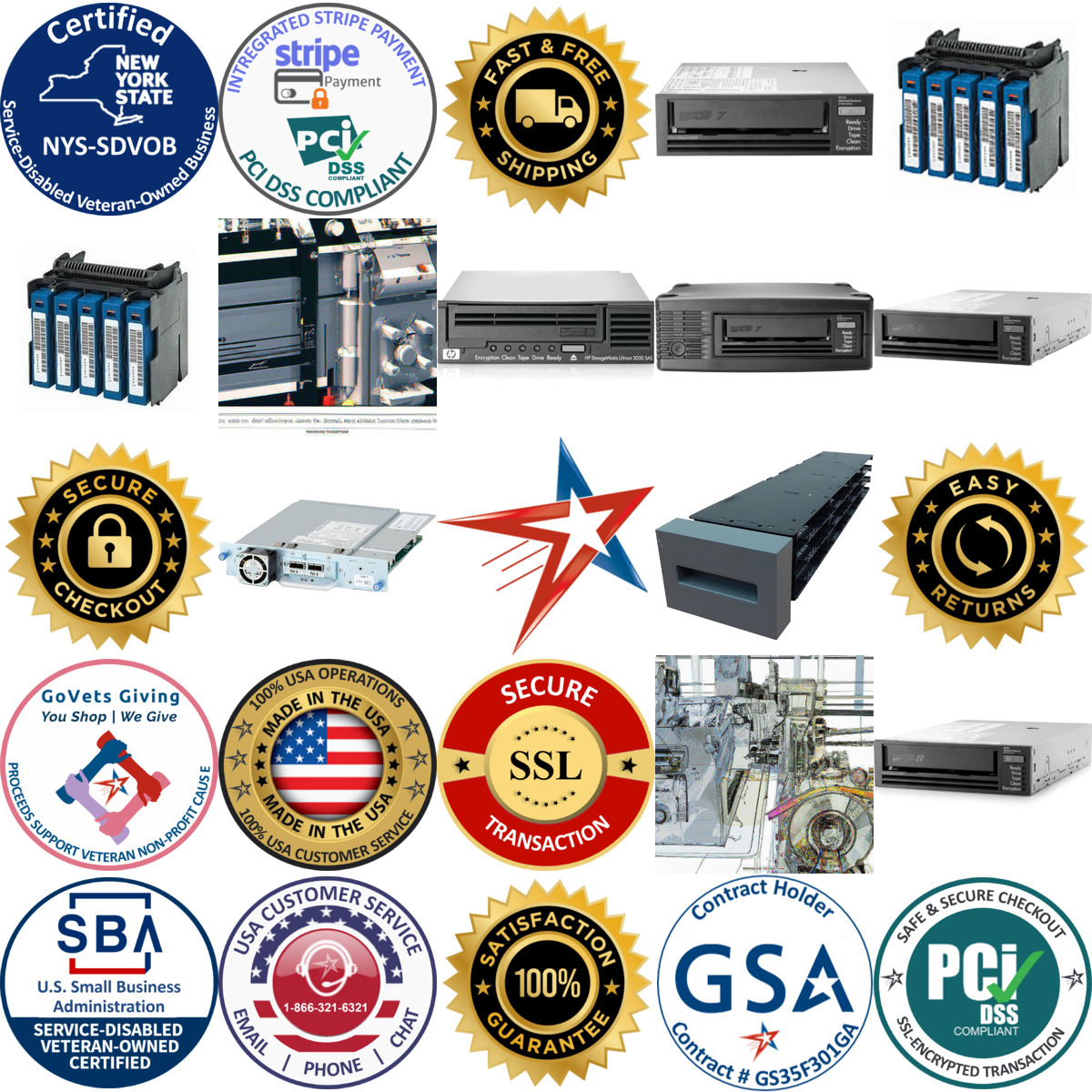 A selection of Tape Automation and Drives products on GoVets