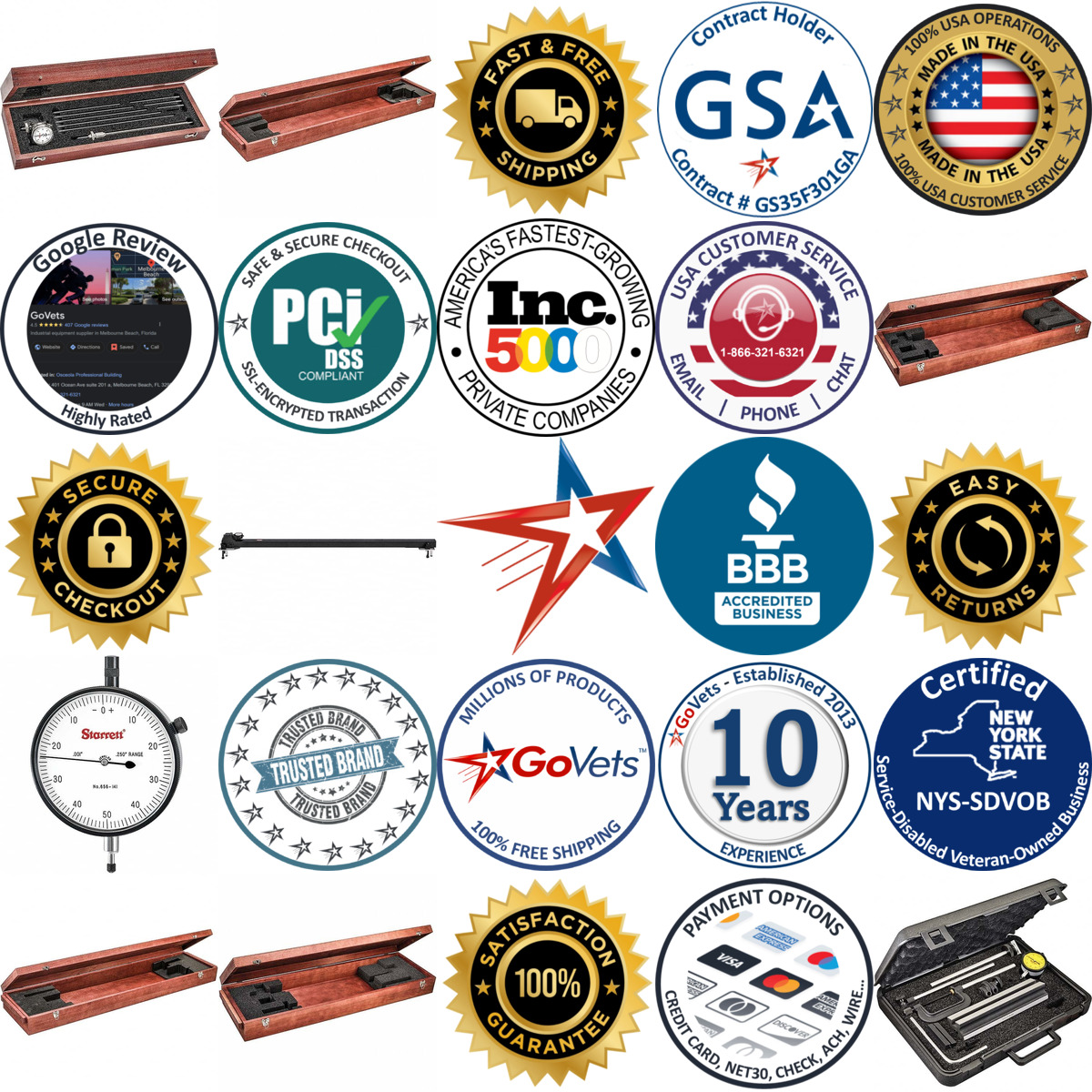 A selection of Universal Inside and Outside Diameter Gages products on GoVets