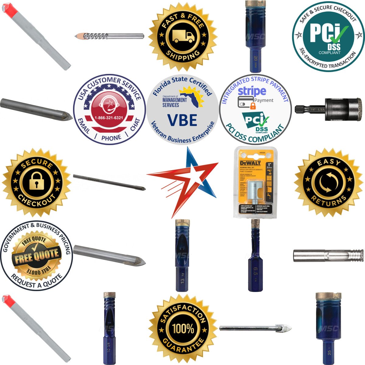 A selection of Tile and Glass Drill Bits products on GoVets