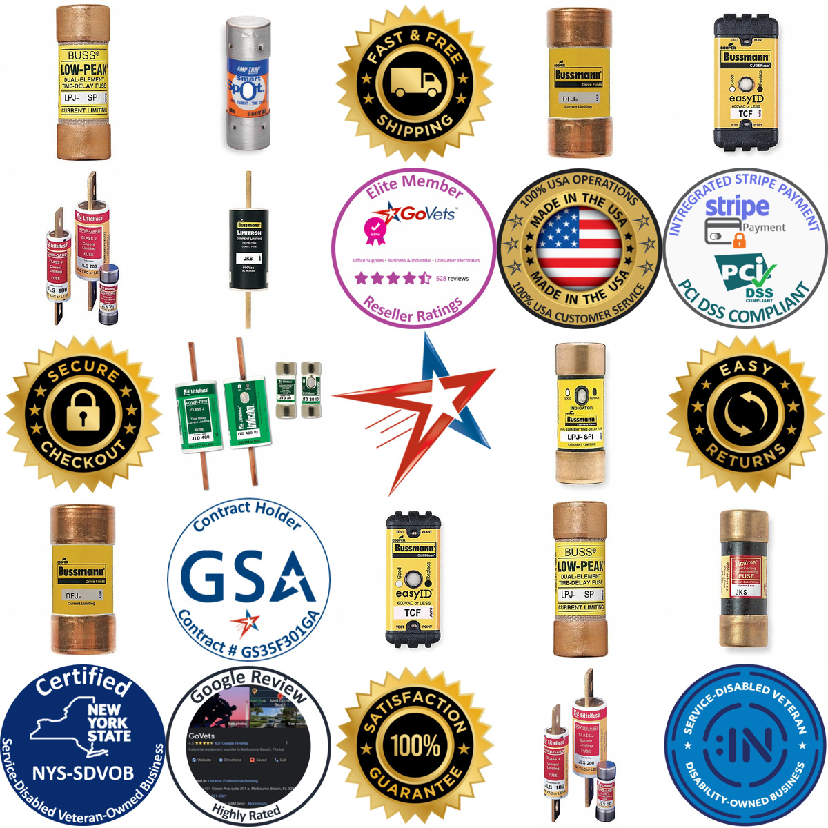 A selection of Class j and cf Fuses products on GoVets