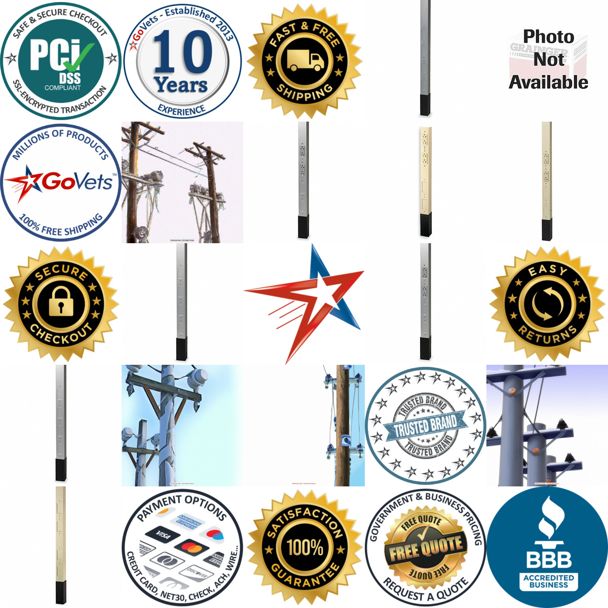 A selection of Service Poles products on GoVets