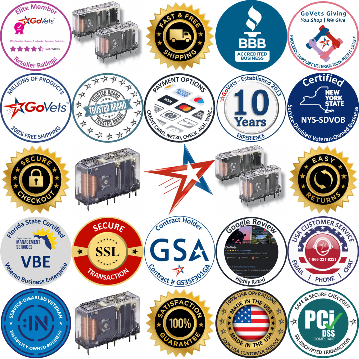 A selection of Force Guided Relays products on GoVets