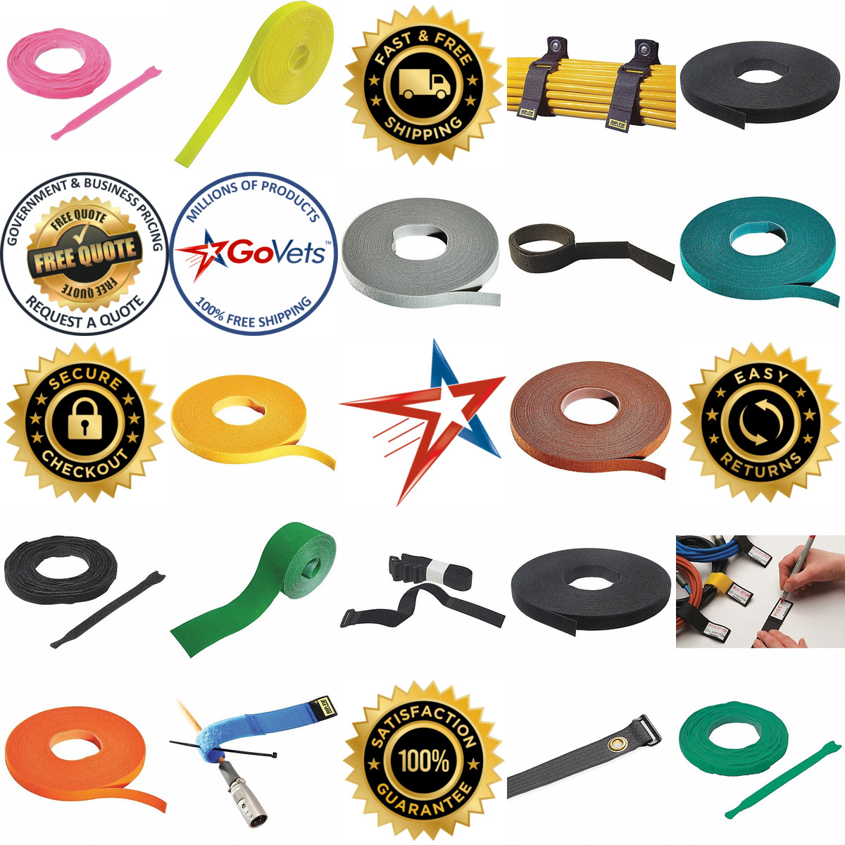 A selection of Hook and Loop Cable Ties products on GoVets