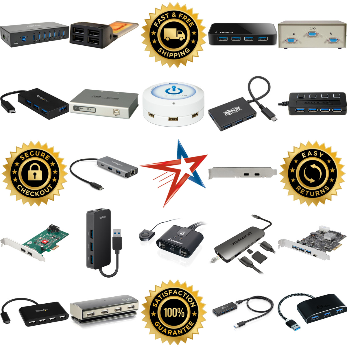 A selection of Usb Hubs Adapters and Switches products on GoVets