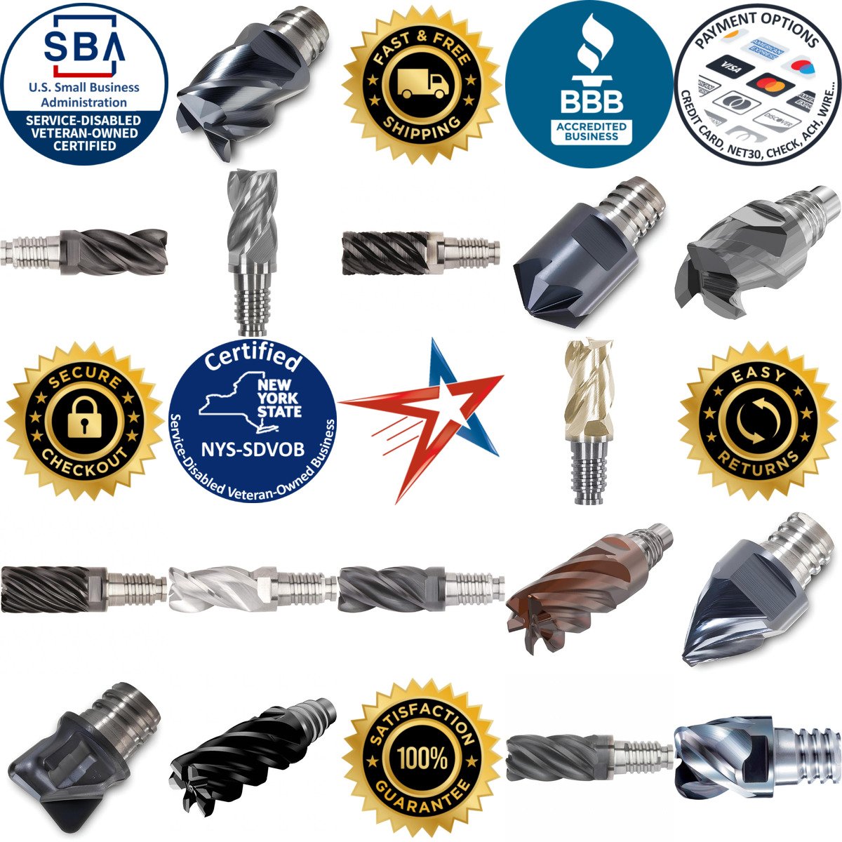 A selection of Corner Radius and Corner Chamfer End Mill Heads products on GoVets