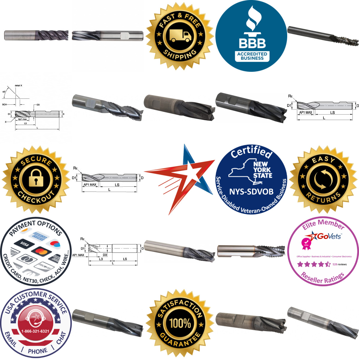 A selection of Kennametal products on GoVets