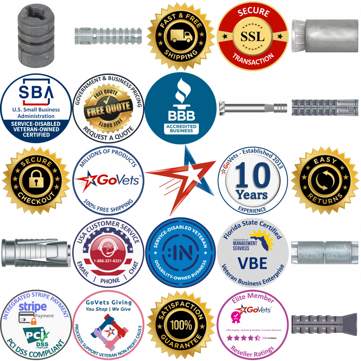 A selection of Expansion Shield Anchors products on GoVets