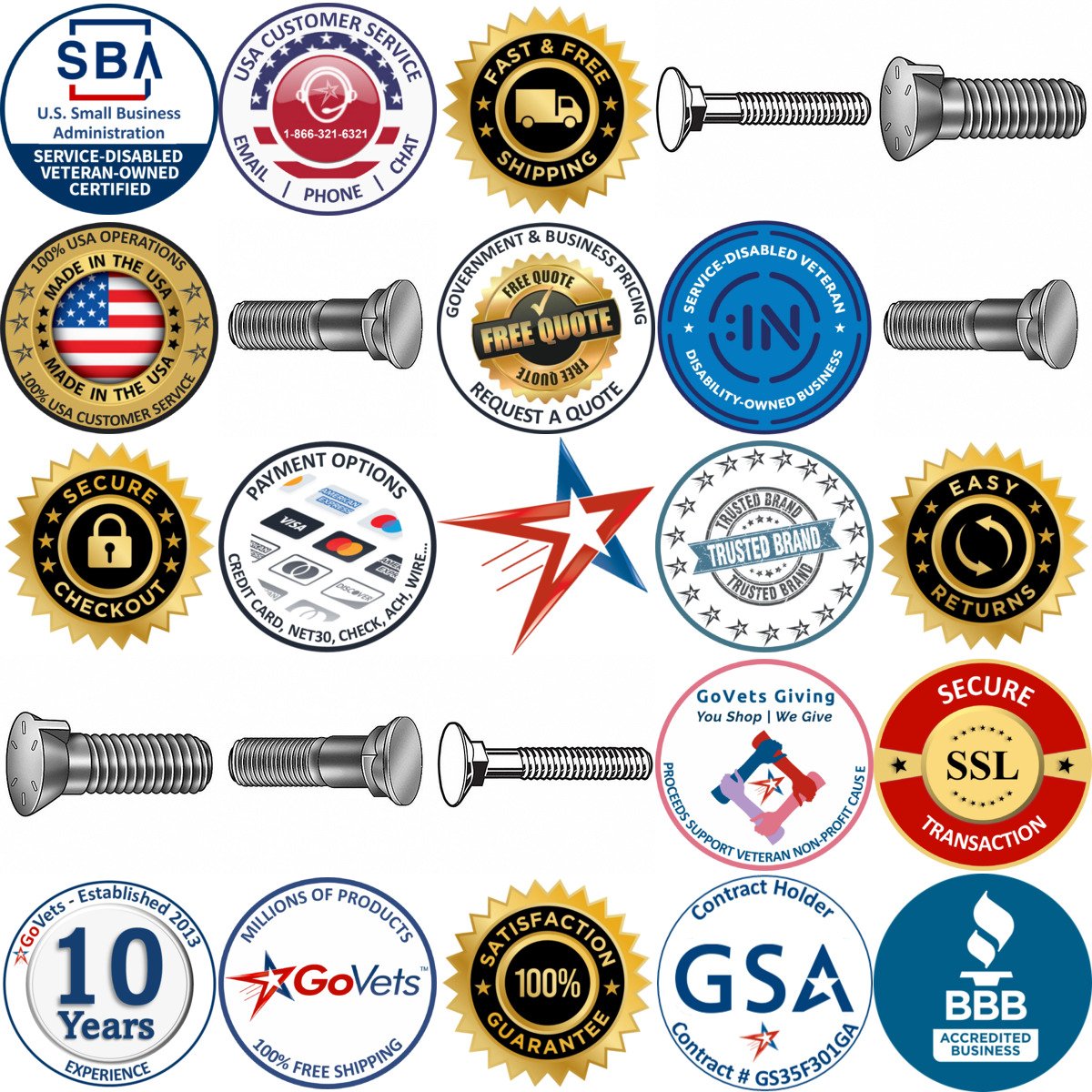 A selection of Plow Bolts products on GoVets