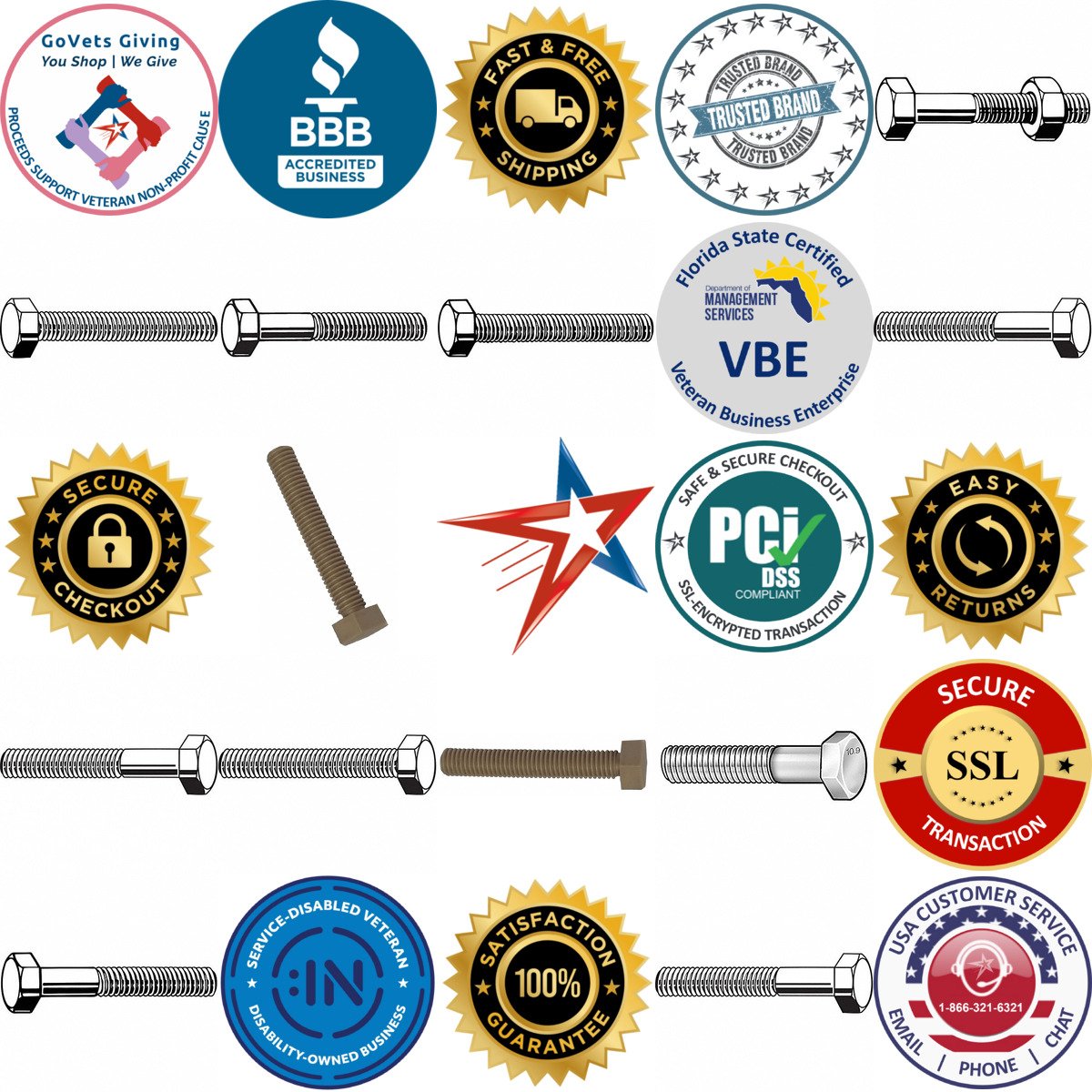 A selection of Standard Hex Head Cap Screws and Bolts products on GoVets