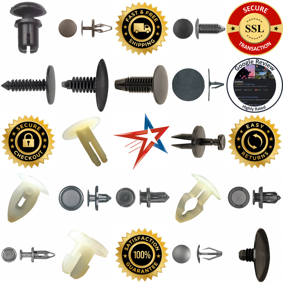 A selection of Push in Rivets products on GoVets