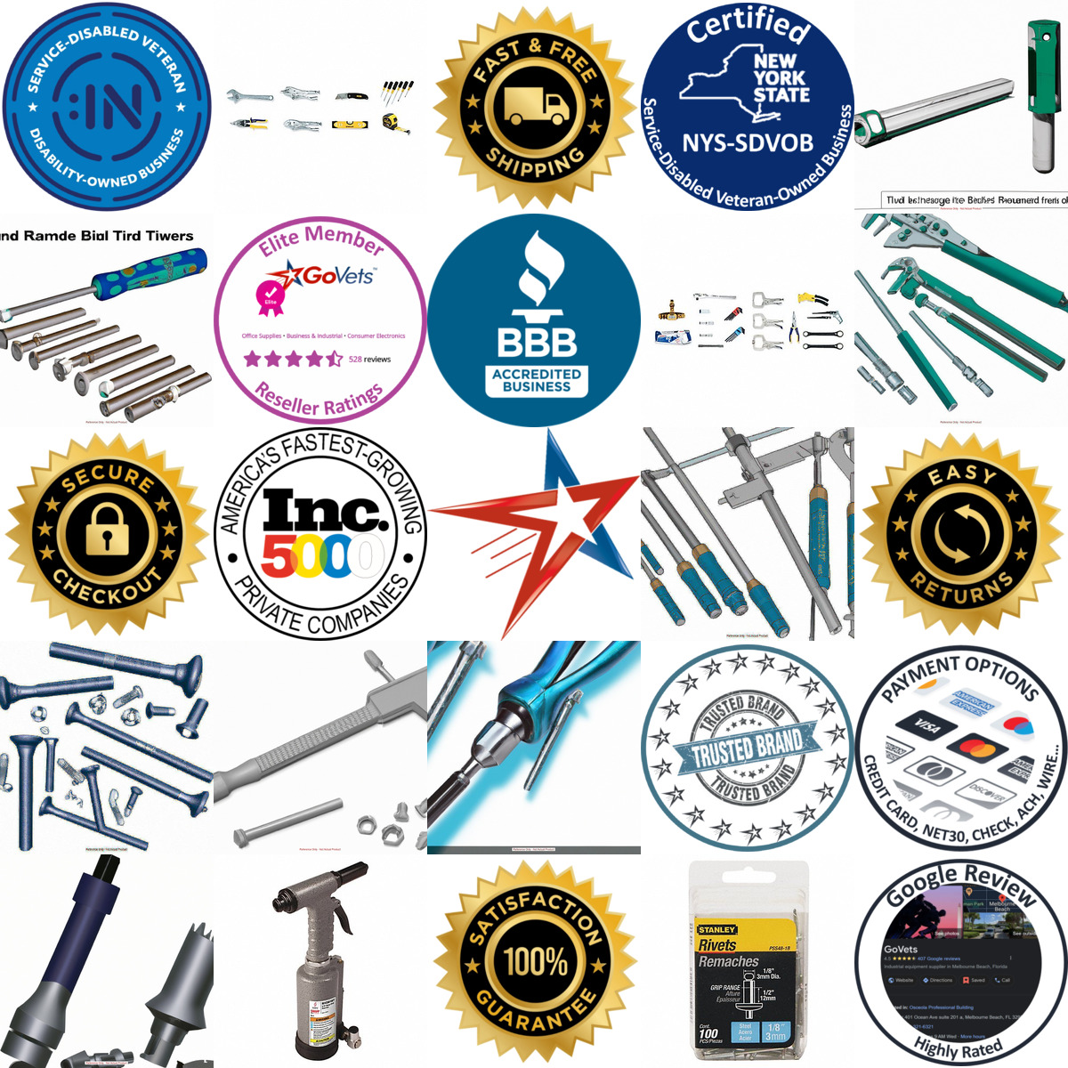 A selection of Rivet Tools products on GoVets