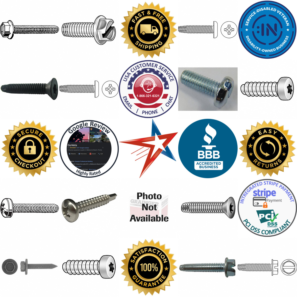 A selection of Thread Forming and Cutting Screws products on GoVets