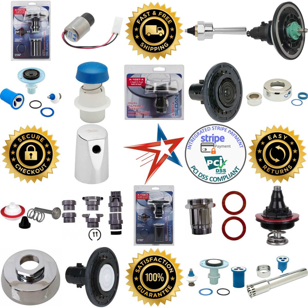 A selection of Flush Valve Flushometer Repair Kits and Parts products on GoVets