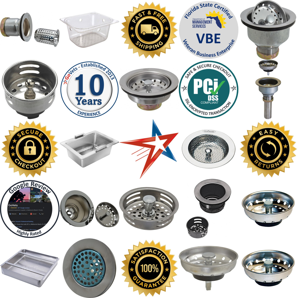 A selection of Sink Strainers and Stoppers products on GoVets