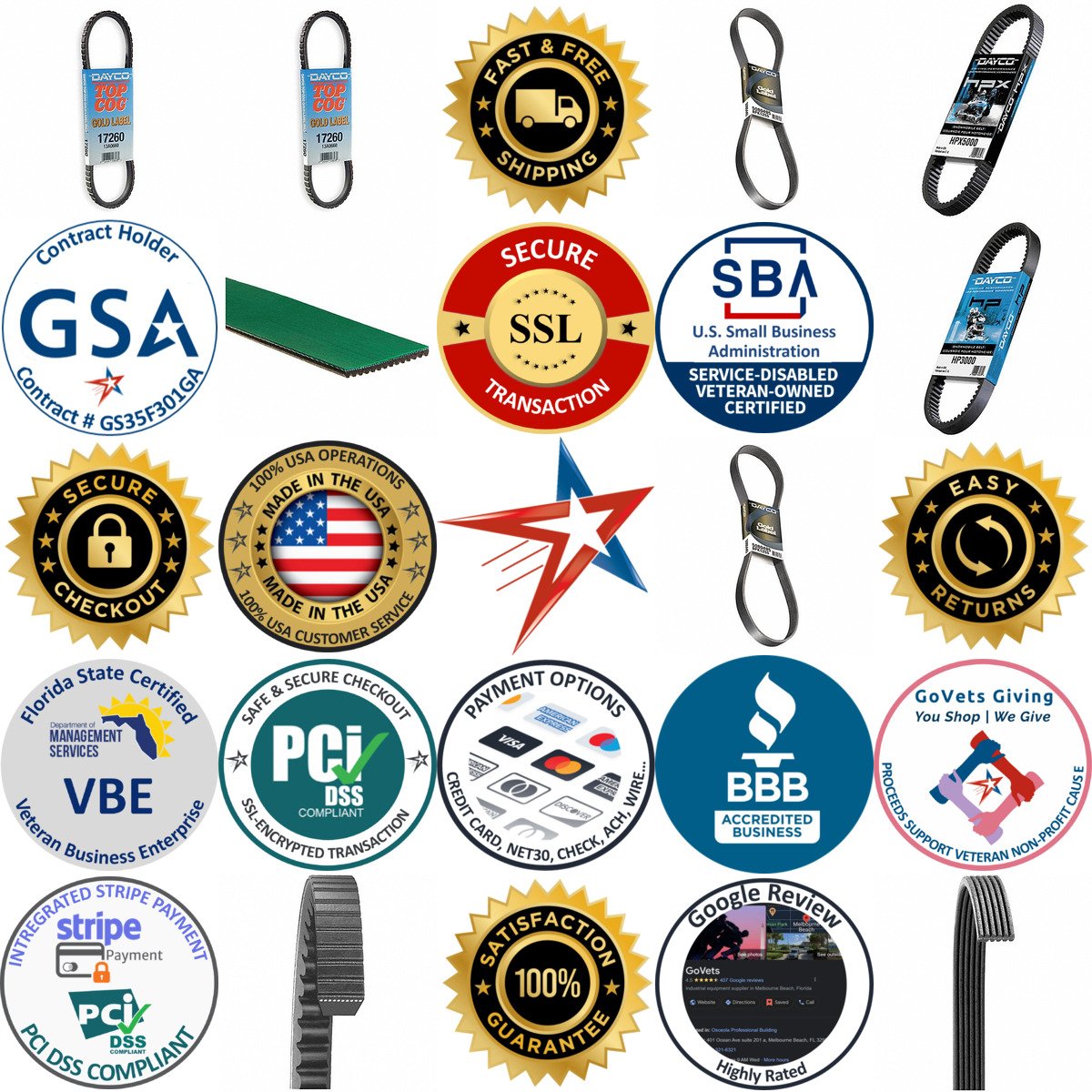 A selection of Automotive Belts products on GoVets