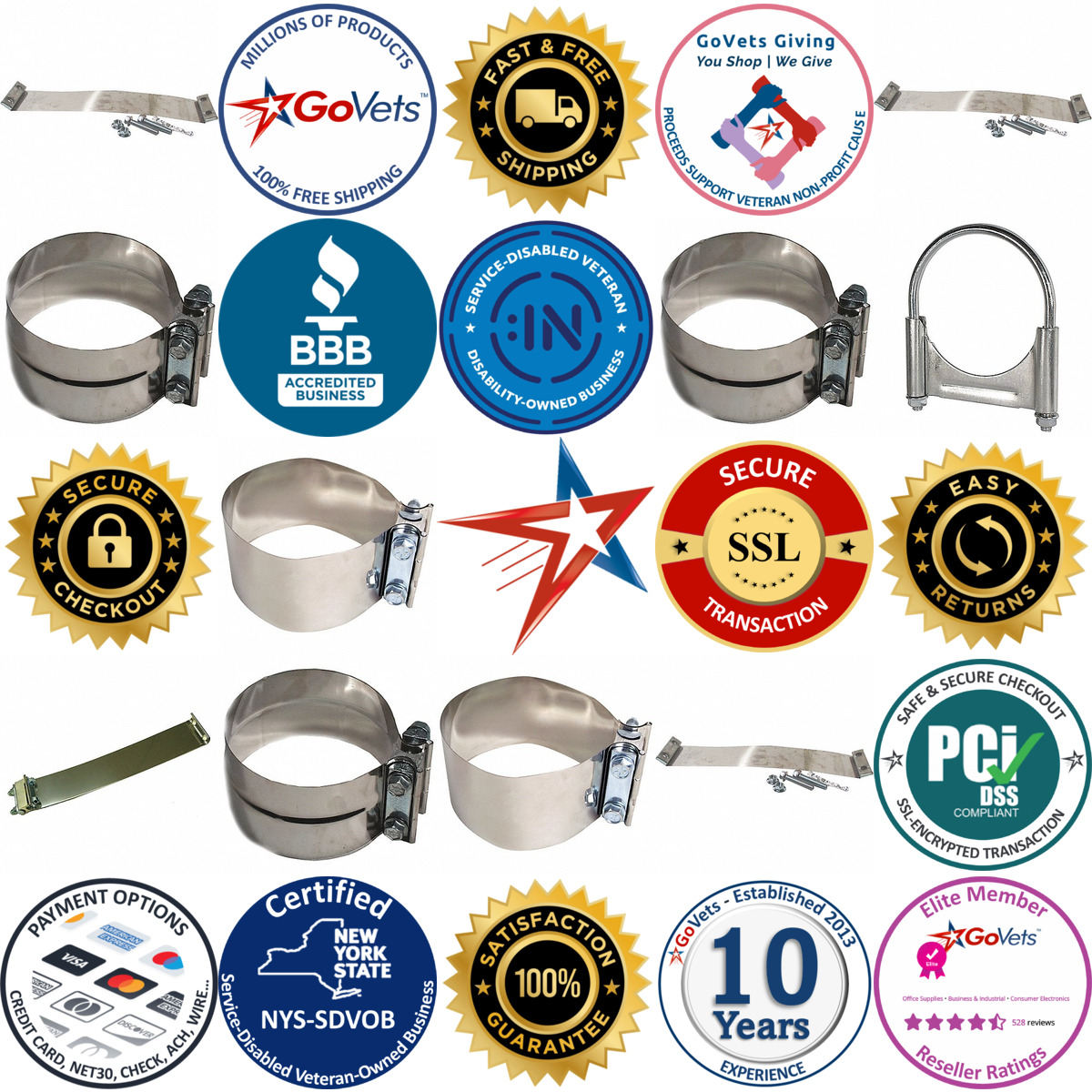 A selection of Exhaust and Muffler Clamps products on GoVets