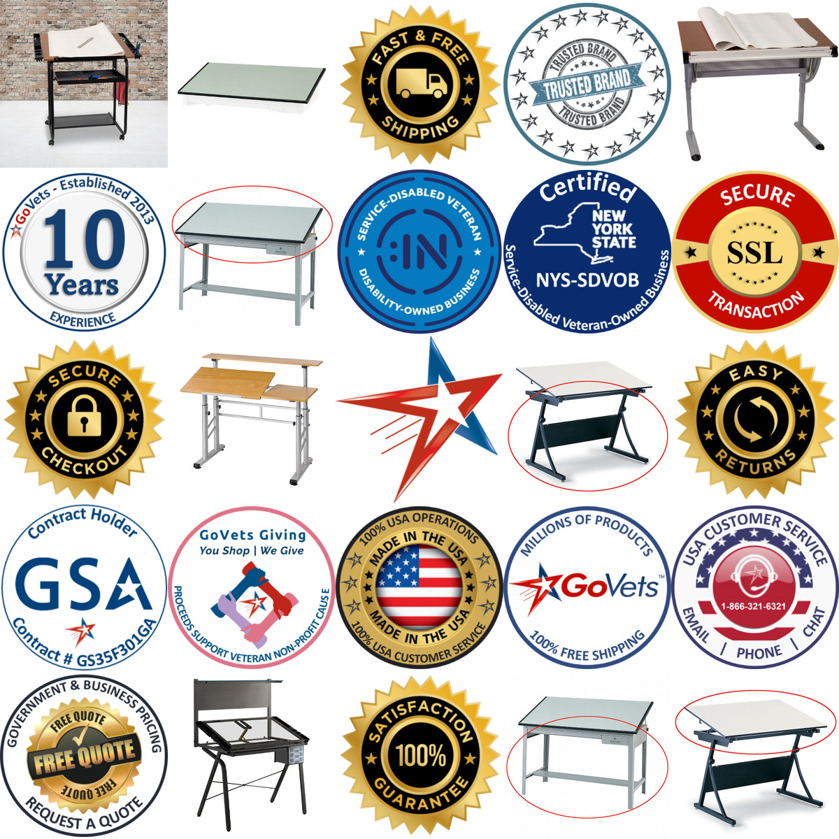 A selection of Drafting Tables products on GoVets