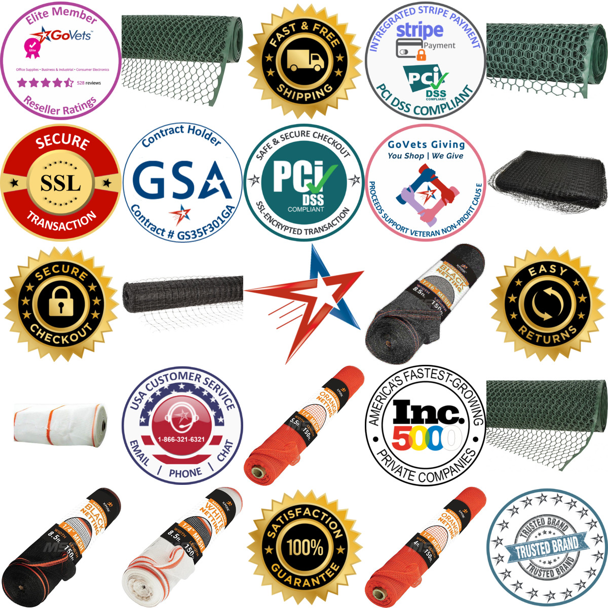 A selection of Multi Purpose Fence and Net products on GoVets