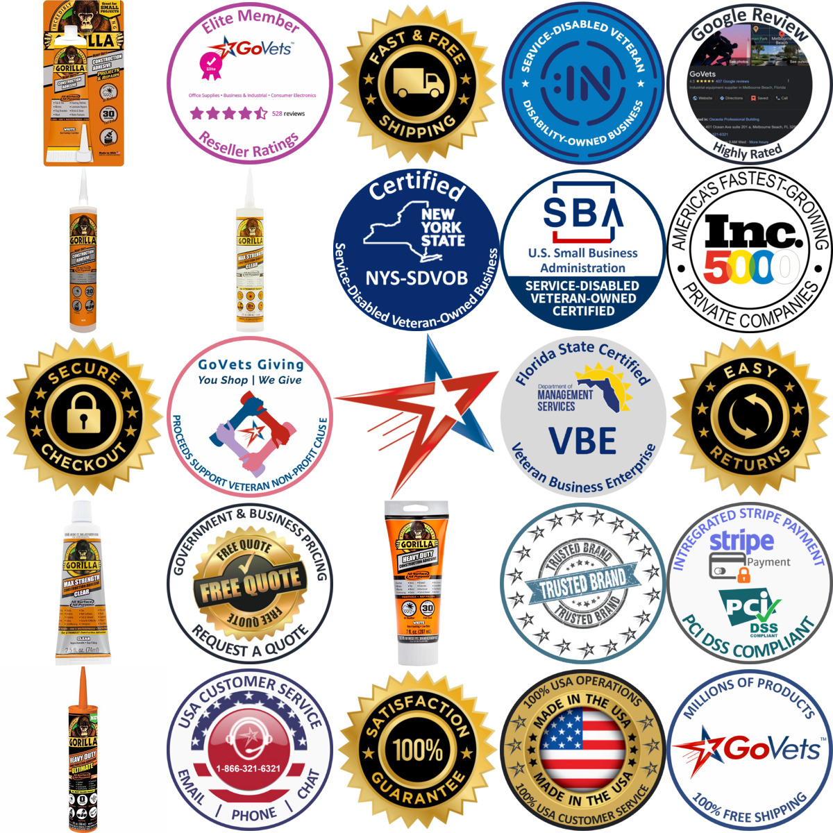 A selection of Gorilla Glue products on GoVets