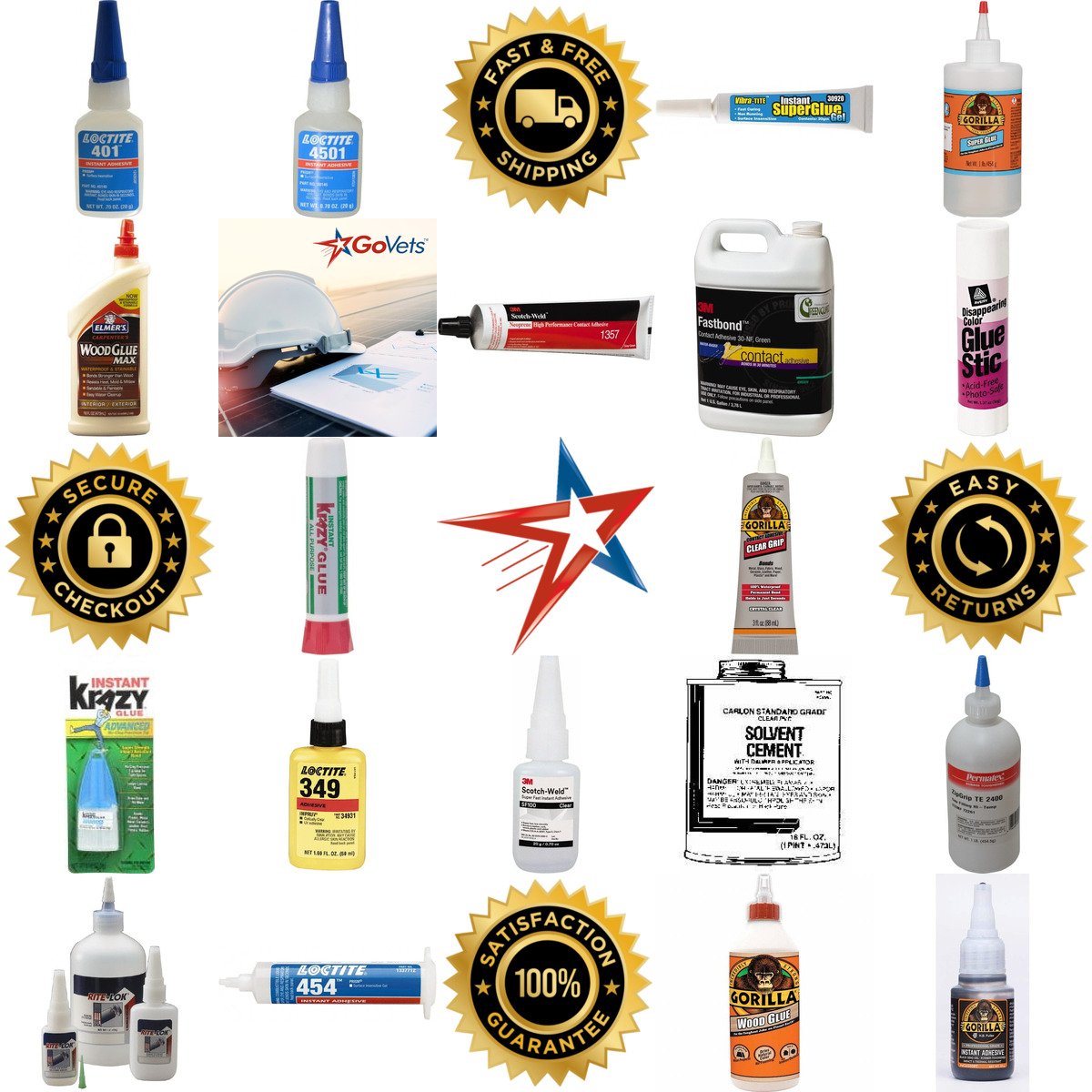 A selection of Glue products on GoVets