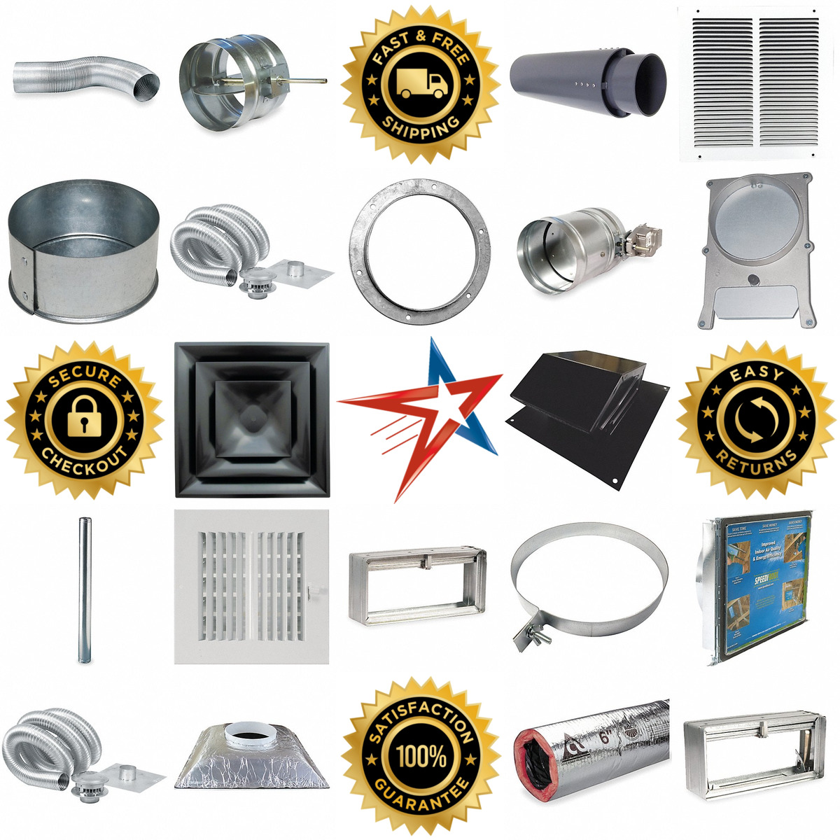 A selection of Ductwork Venting Fittings and Caps products on GoVets