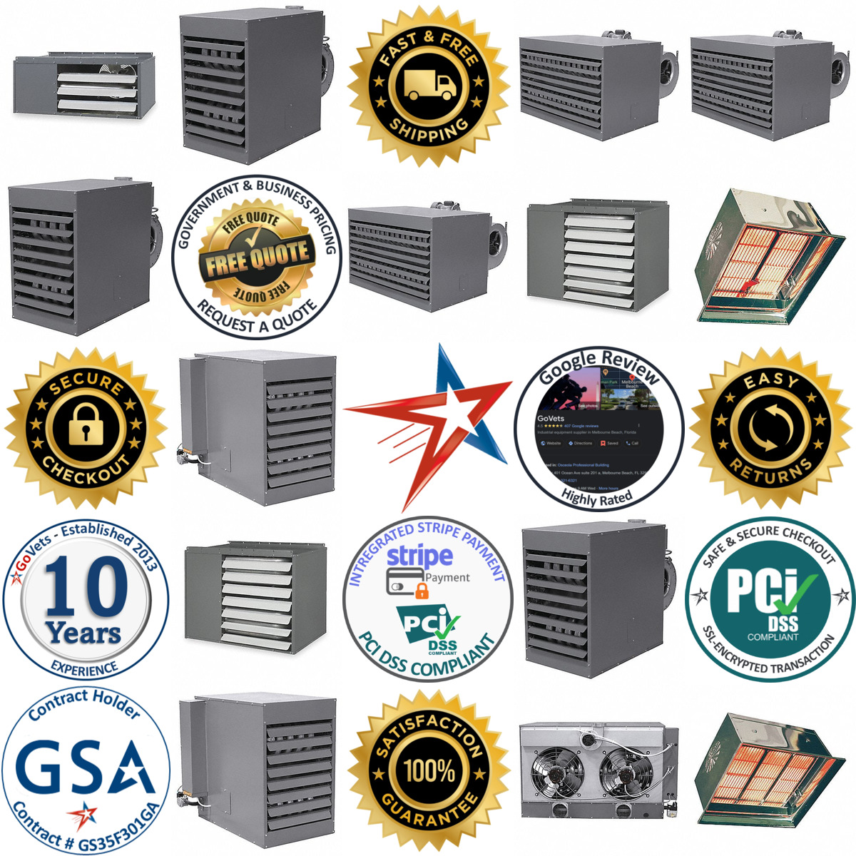 A selection of Gas Wall and Ceiling Unit Heaters products on GoVets