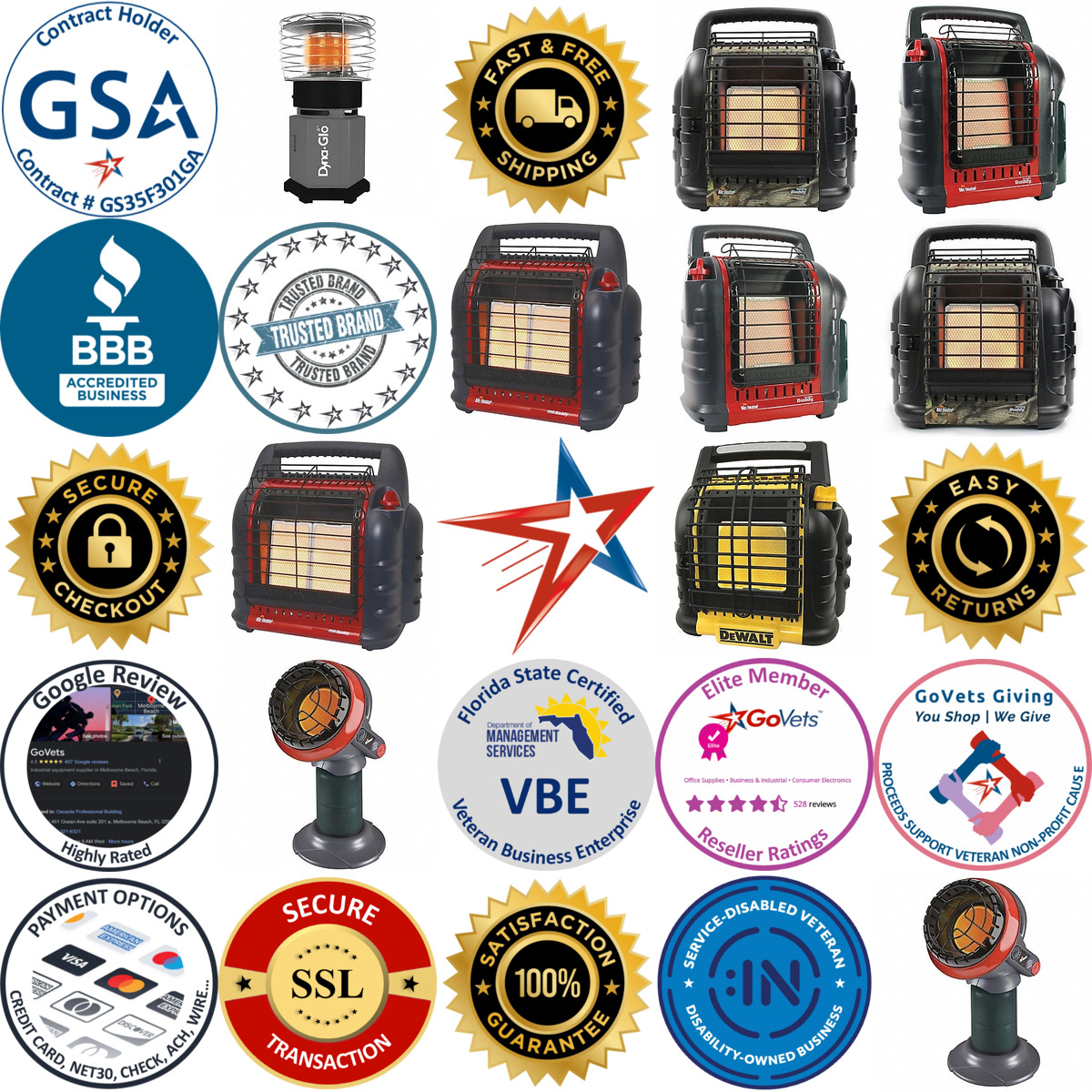 A selection of Portable Gas Tabletop Heaters products on GoVets