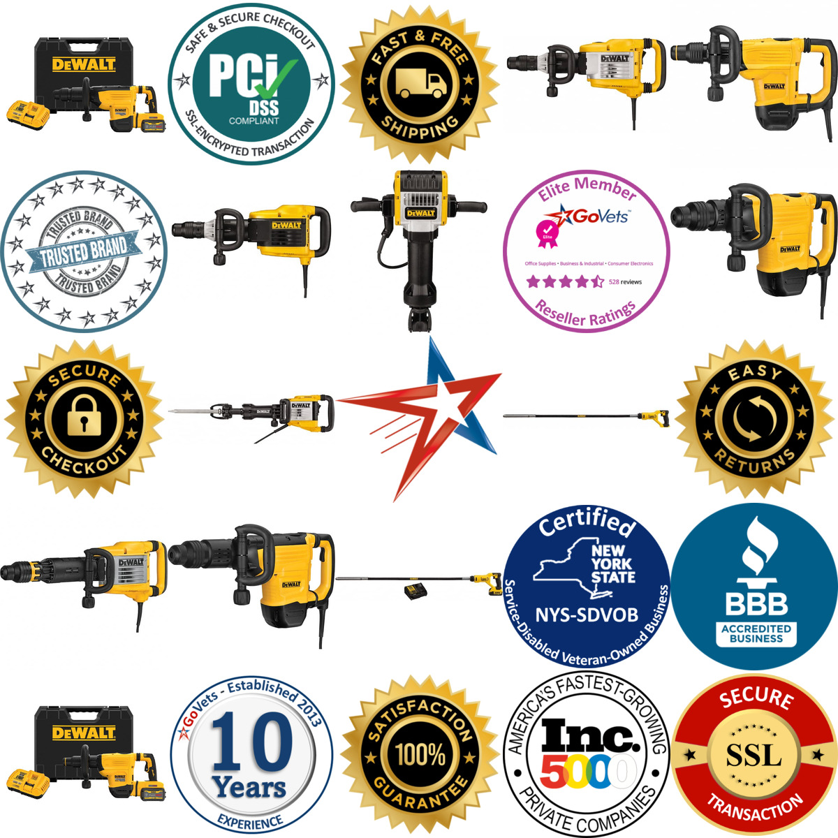 A selection of Dewalt products on GoVets