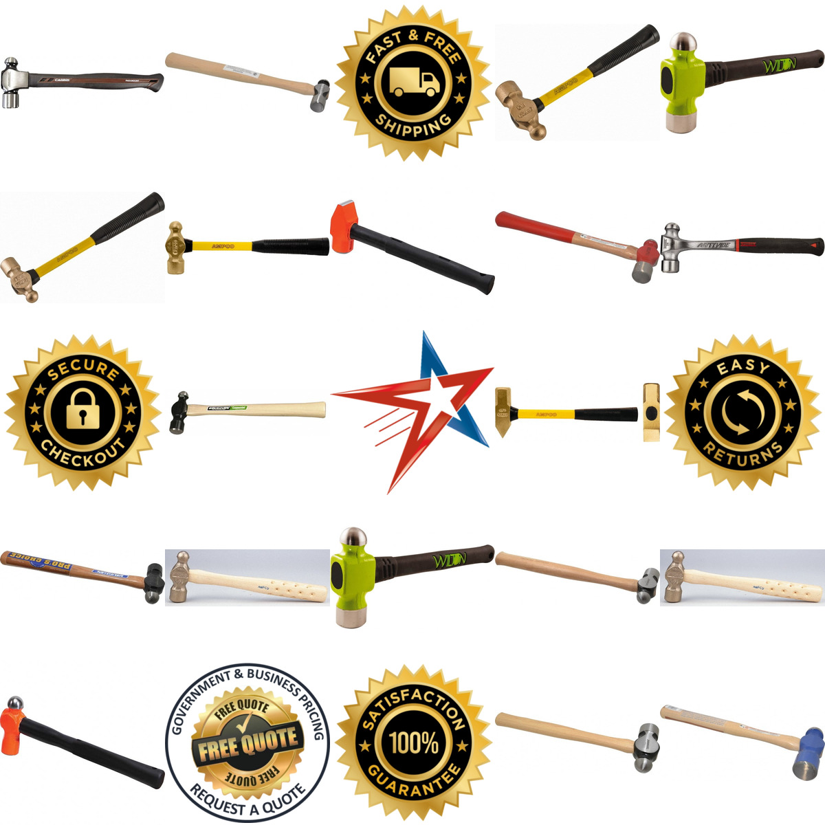 A selection of Ball Pein and Cross Pein Hammers products on GoVets