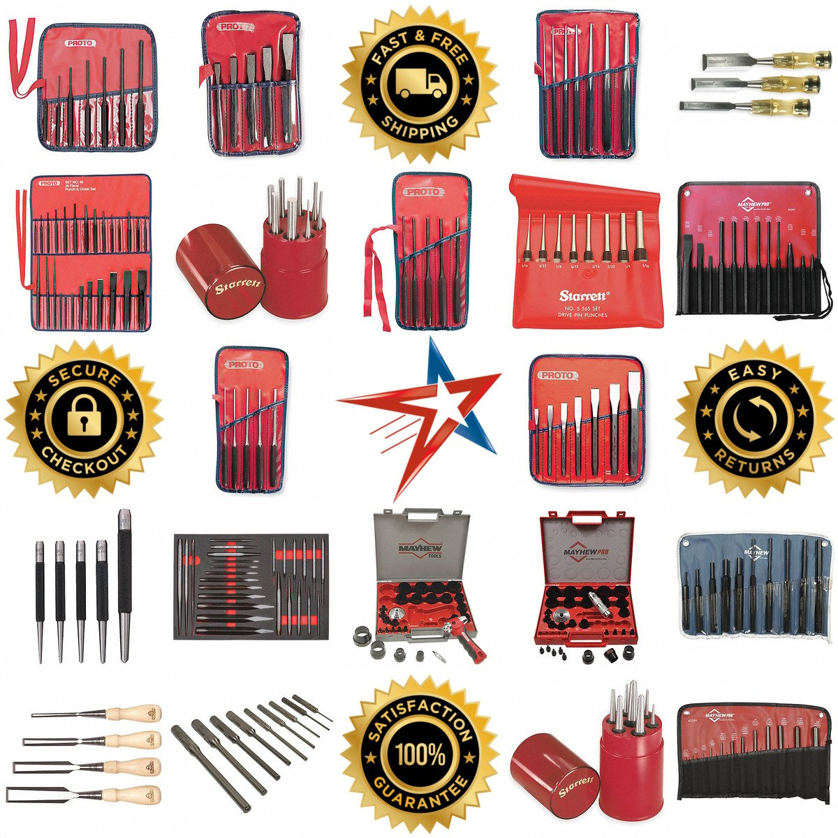 A selection of Punch and Chisel Sets products on GoVets