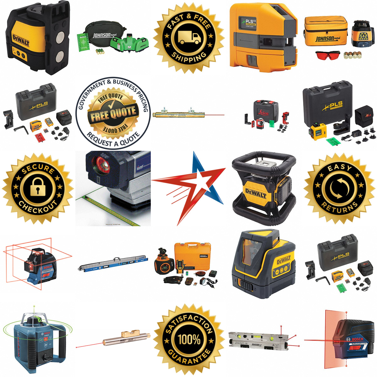 A selection of Rotary and Straight Line Laser Levels products on GoVets