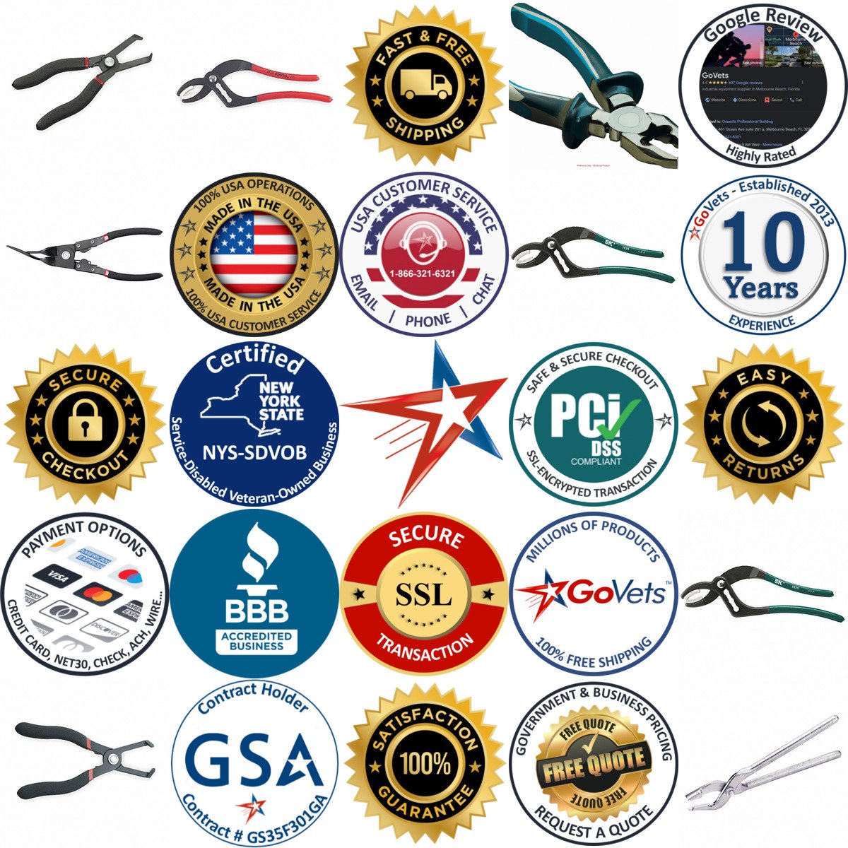 A selection of Auto and Aerospace Specialty Fastener Pliers products on GoVets