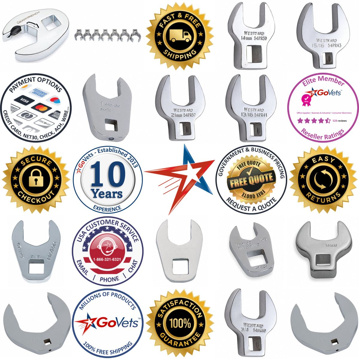 A selection of Crowfoot Wrenches products on GoVets