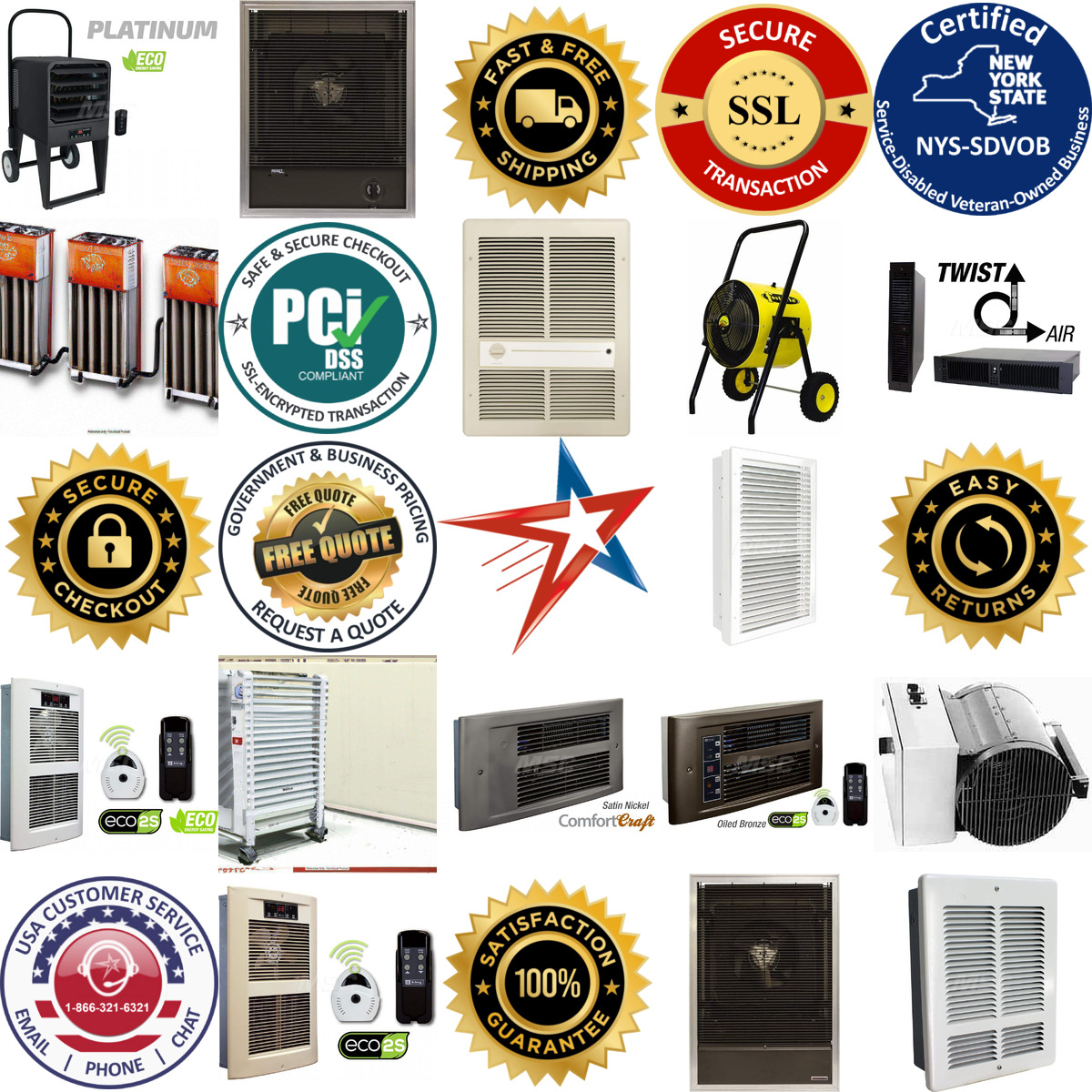 A selection of Electric Forced Air Heaters products on GoVets