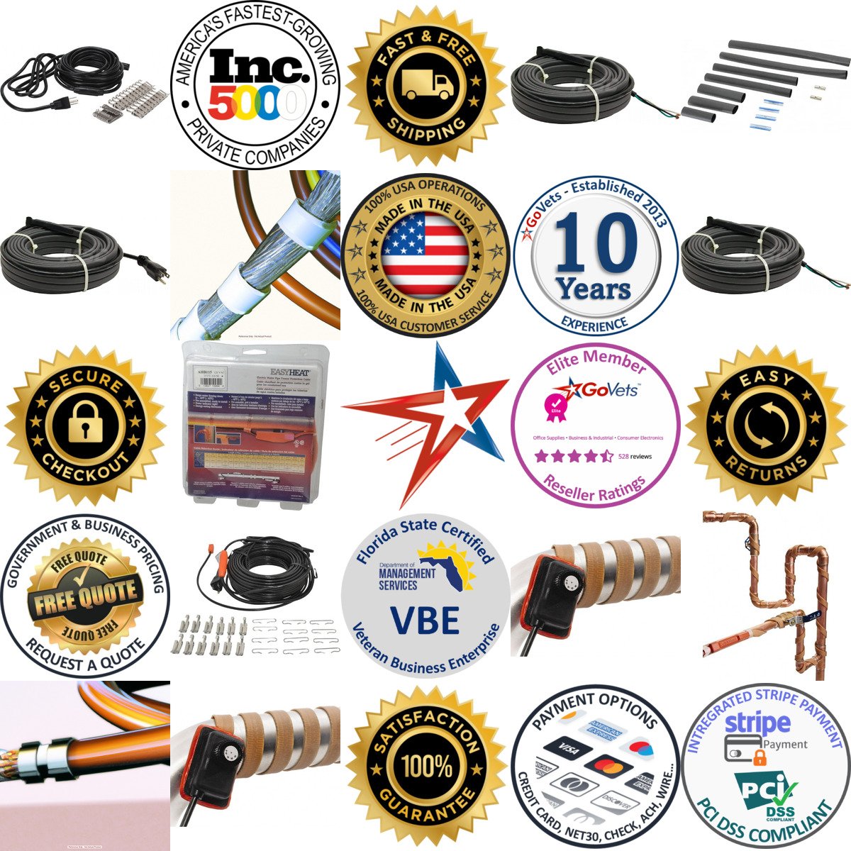 A selection of Heat Cable products on GoVets