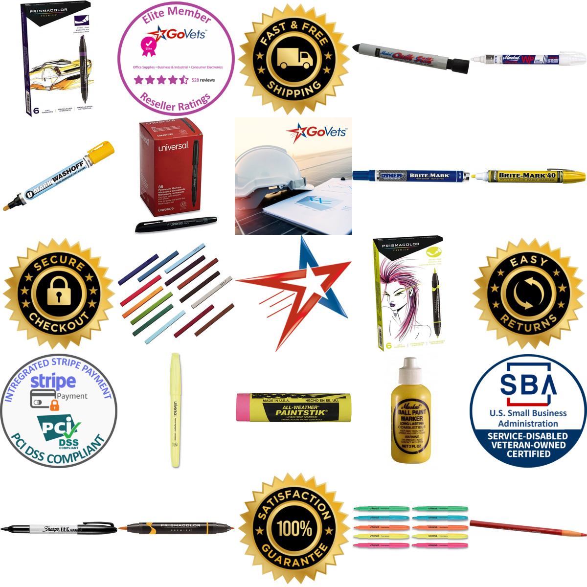 A selection of Markers and Paintsticks products on GoVets