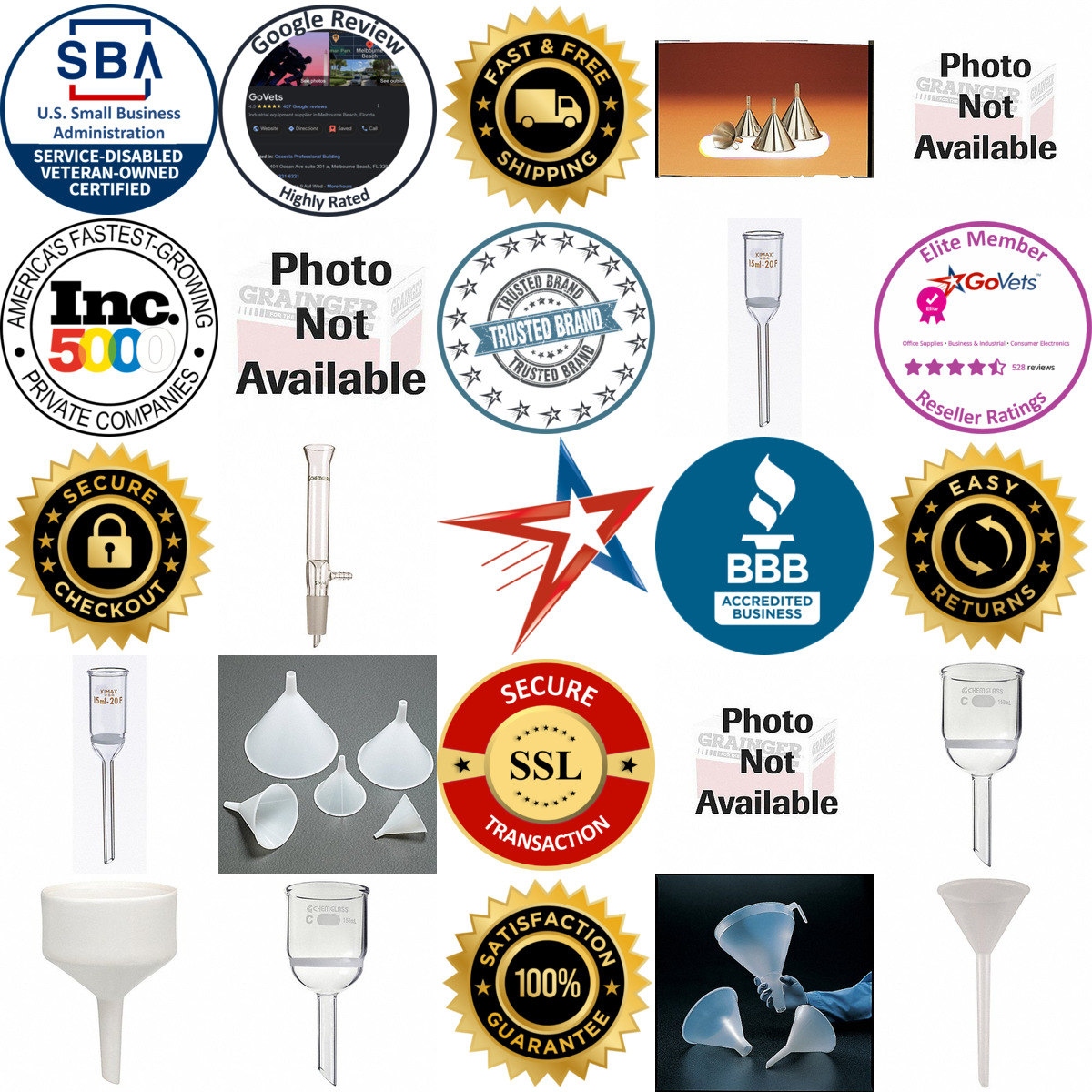 A selection of Laboratory Funnels products on GoVets