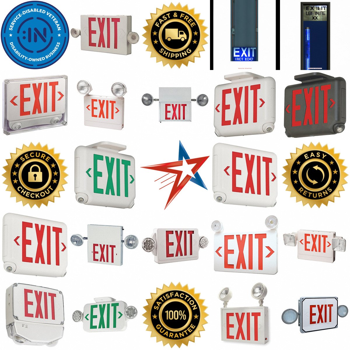 A selection of Exit Sign and Light Combinations products on GoVets