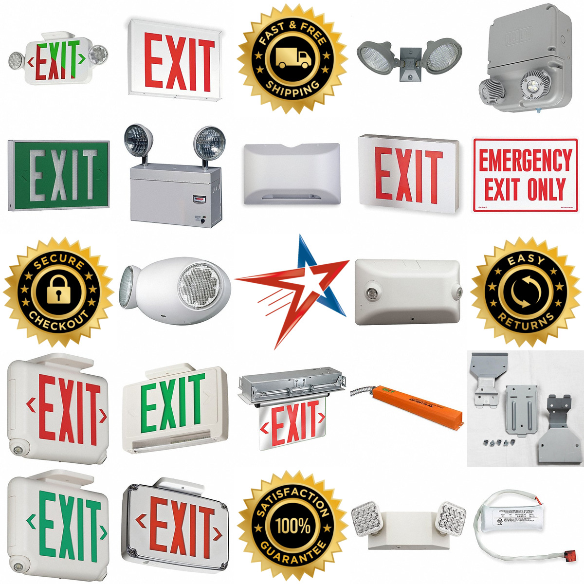 A selection of Emergency Lighting and Exit Signs products on GoVets